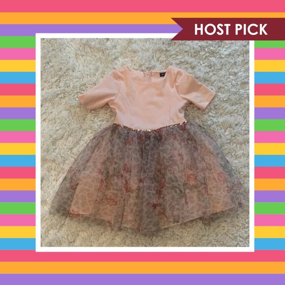 Zunie Pink Floral Tulle Dress (5) - Picture 1 of 4